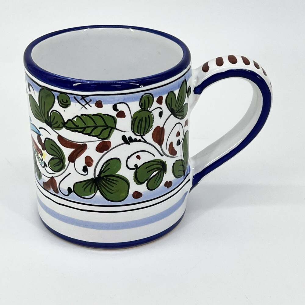 Starbucks by Sambuca Hand Painted Italy Ceramic Bird Floral Coffee Mug Blue